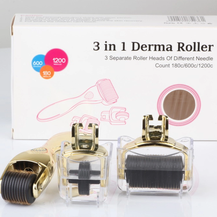 OEM/ODM niestandardowa marka 3 w 1 Drs Derma Roller For Anti Aging Titanium ze stali nierdzewnej 0