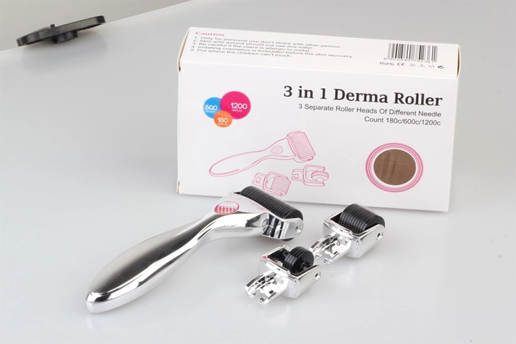 OEM/ODM niestandardowa marka 3 w 1 Drs Derma Roller For Anti Aging Titanium ze stali nierdzewnej 4